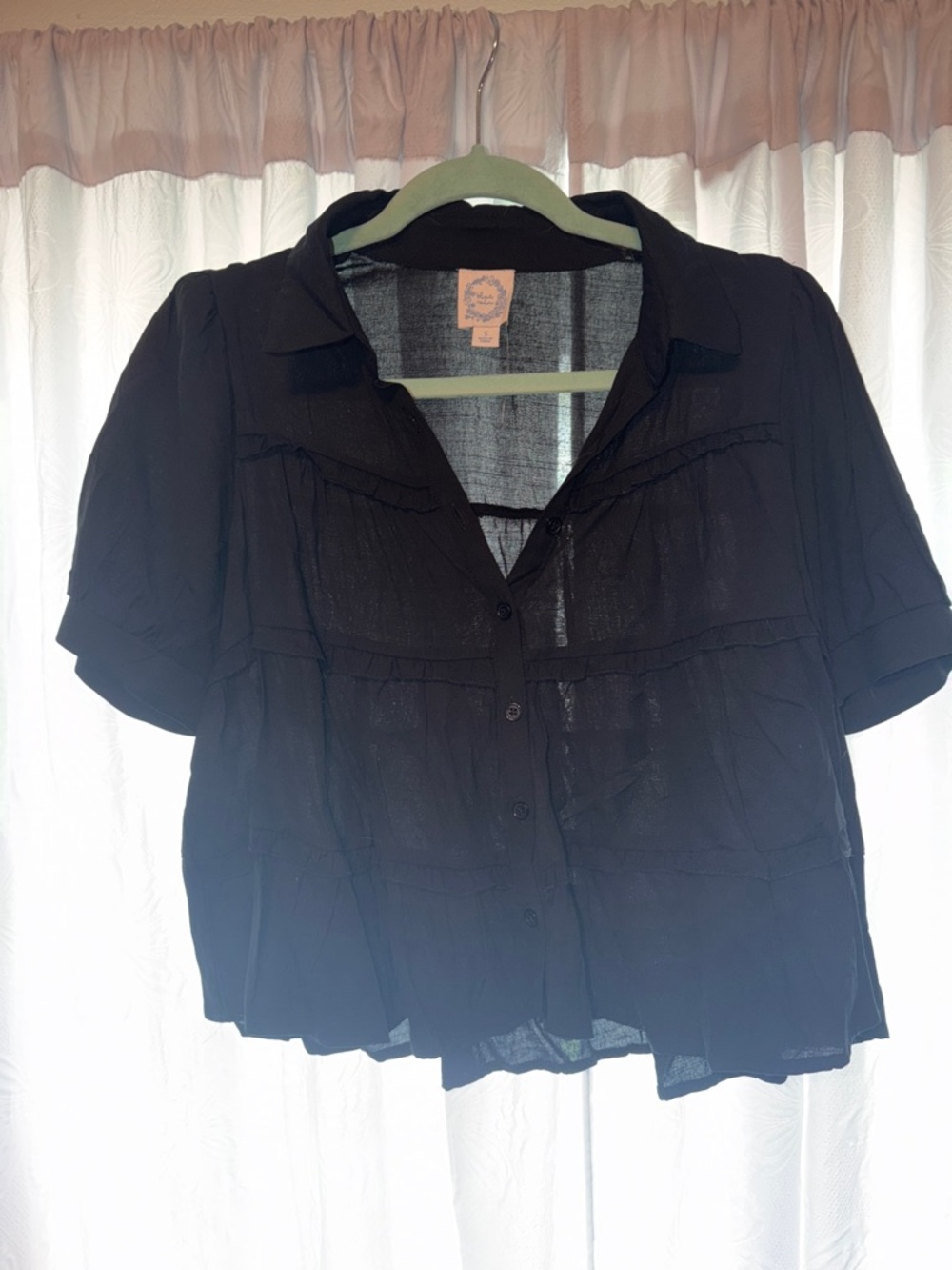 Lightweight Black Button-Front Women's Top
